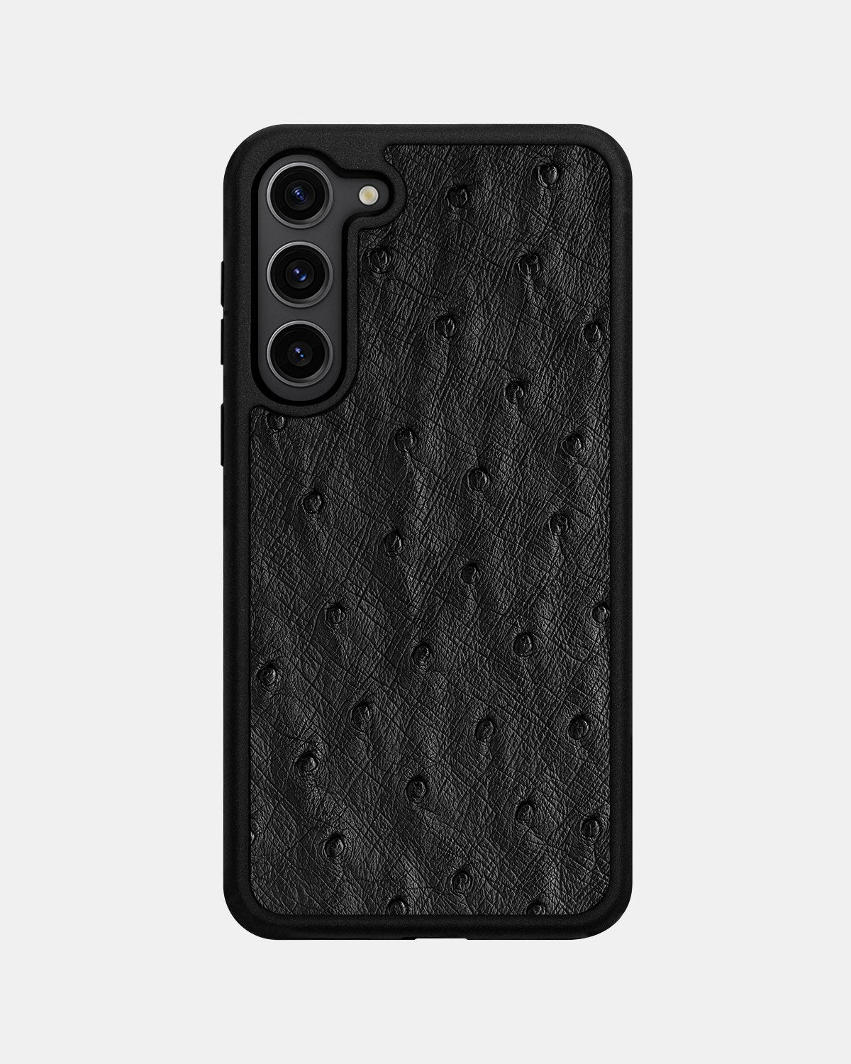 Etui z czarnej skóry strusia z pęcherzykami dla Samsung S23 Plus