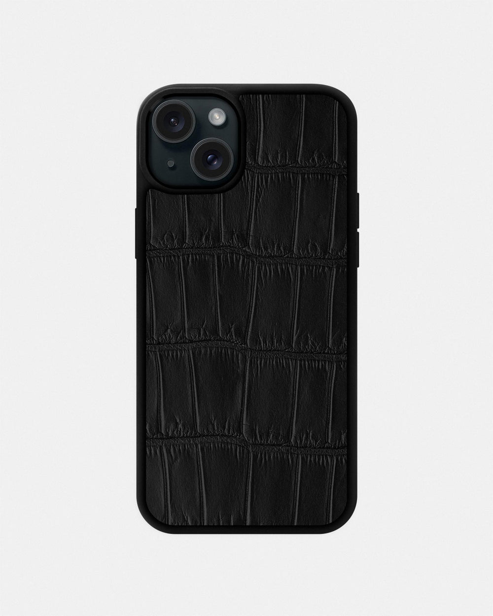 Чохол із чорної шкіри крокодила для iPhone 15