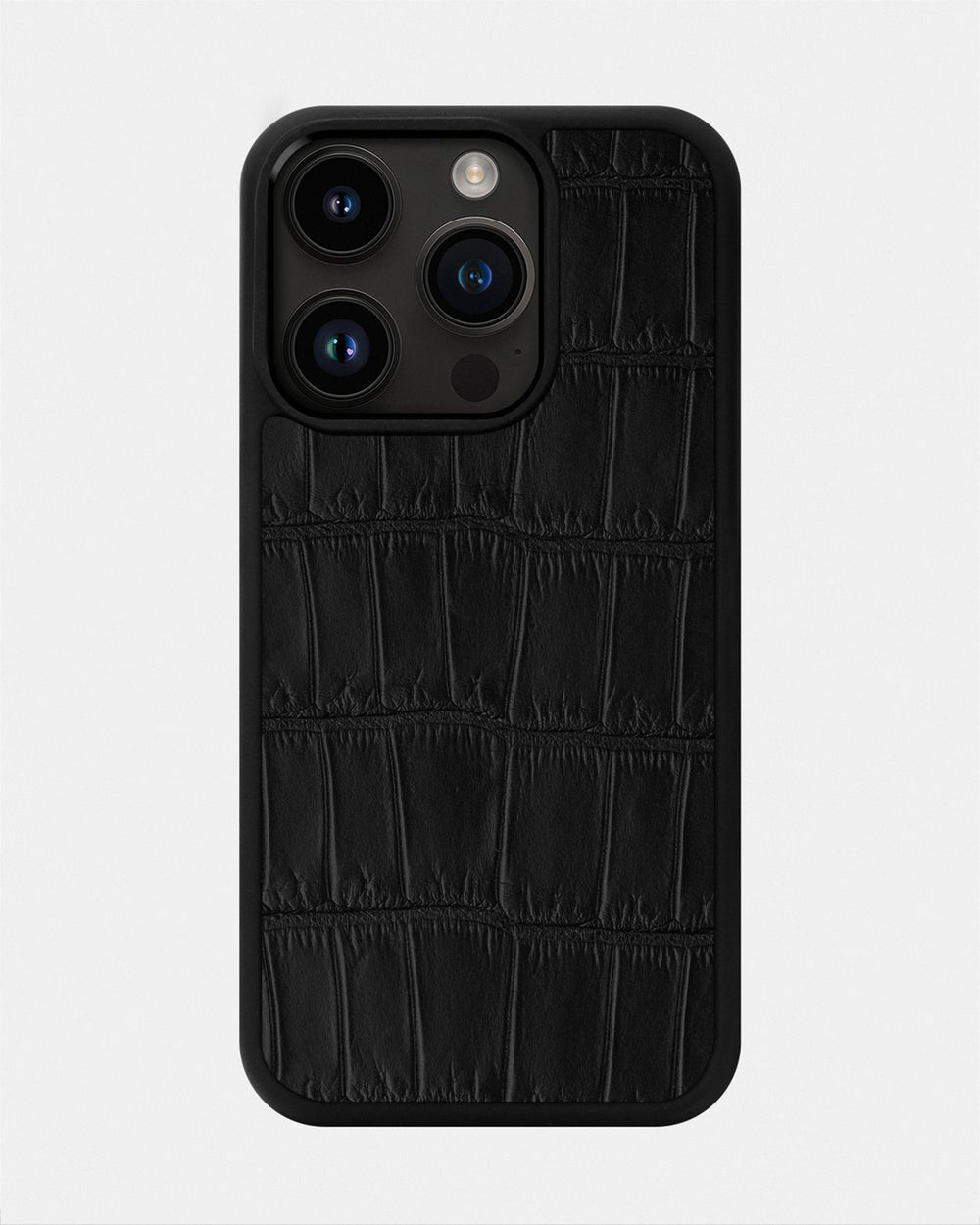Etui z czarnej skóry krokodyla do iPhone 14 Pro Max
