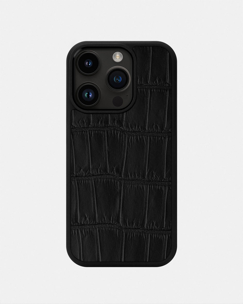 Etui z czarnej skóry krokodyla do iPhone 14 Pro
