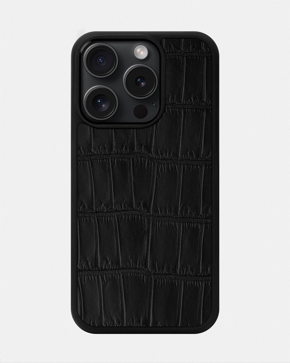 Etui z czarnej skóry krokodyla do iPhone 15 Pro Max