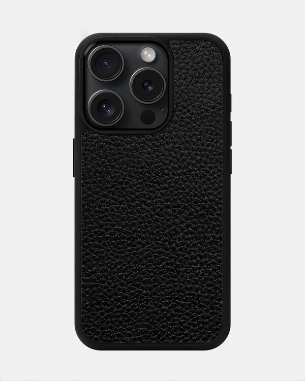 Etui z czarnej cielęcej skóry typu floater do iPhone 15 Pro Max