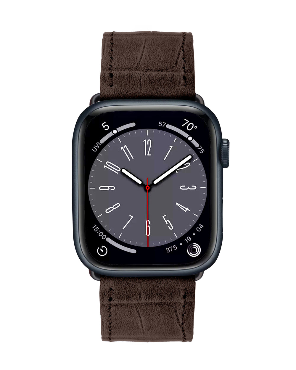 Ремінець для Apple Watch з телячої шкіри, тисненої під крокодила у темно-коричневому кольорі