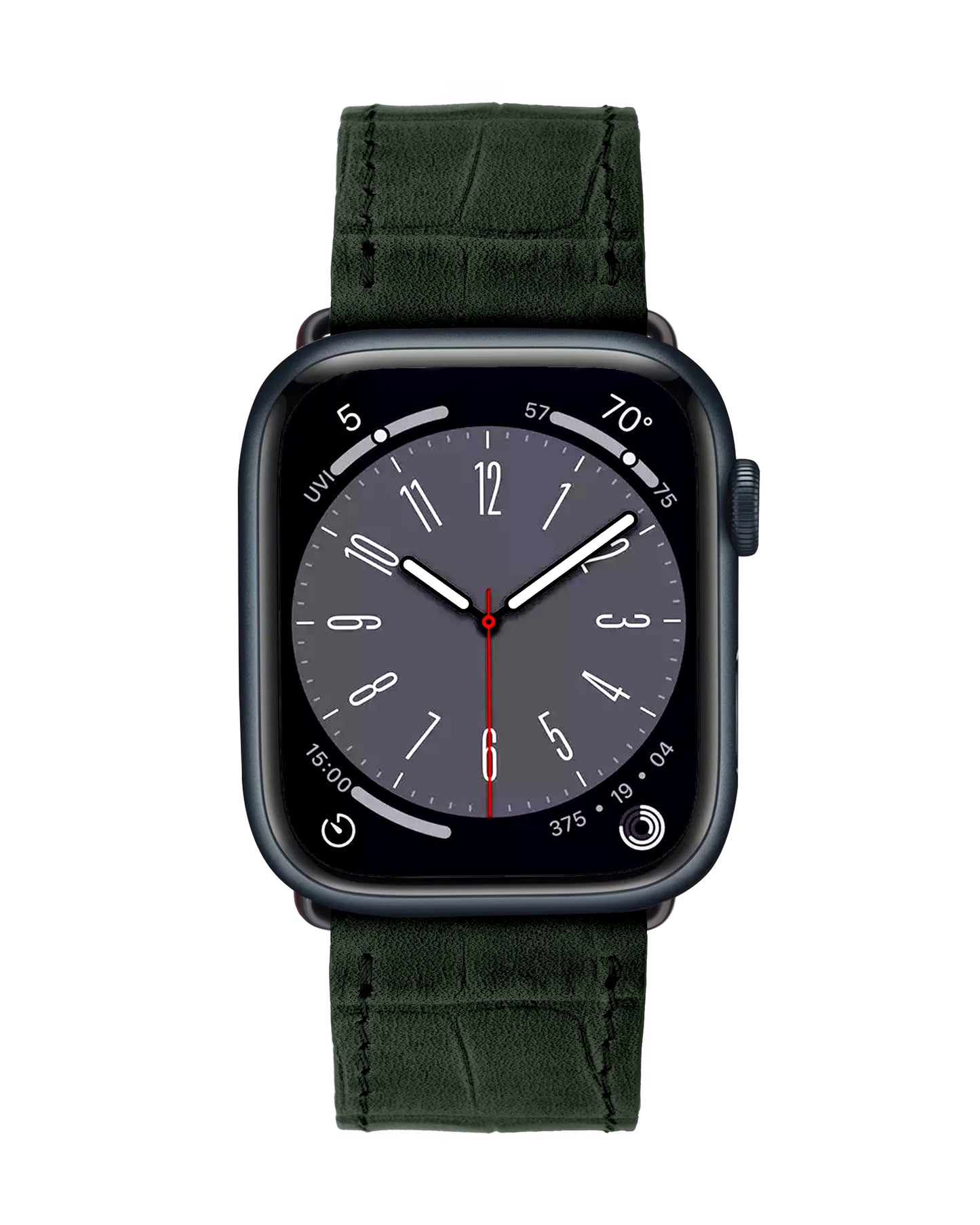 Ремінець для Apple Watch з телячої шкіри, тисненої під крокодила у темно-зеленому кольорі