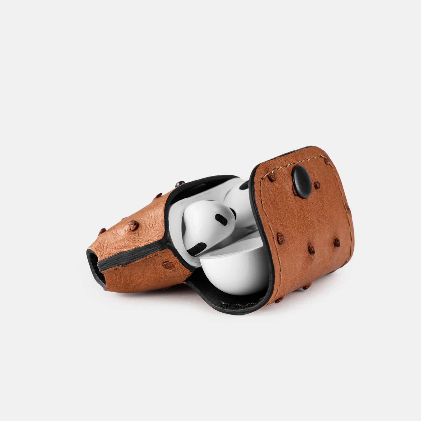 Чохол для AirPods 3 із коричневої шкіри страуса з фолікулами