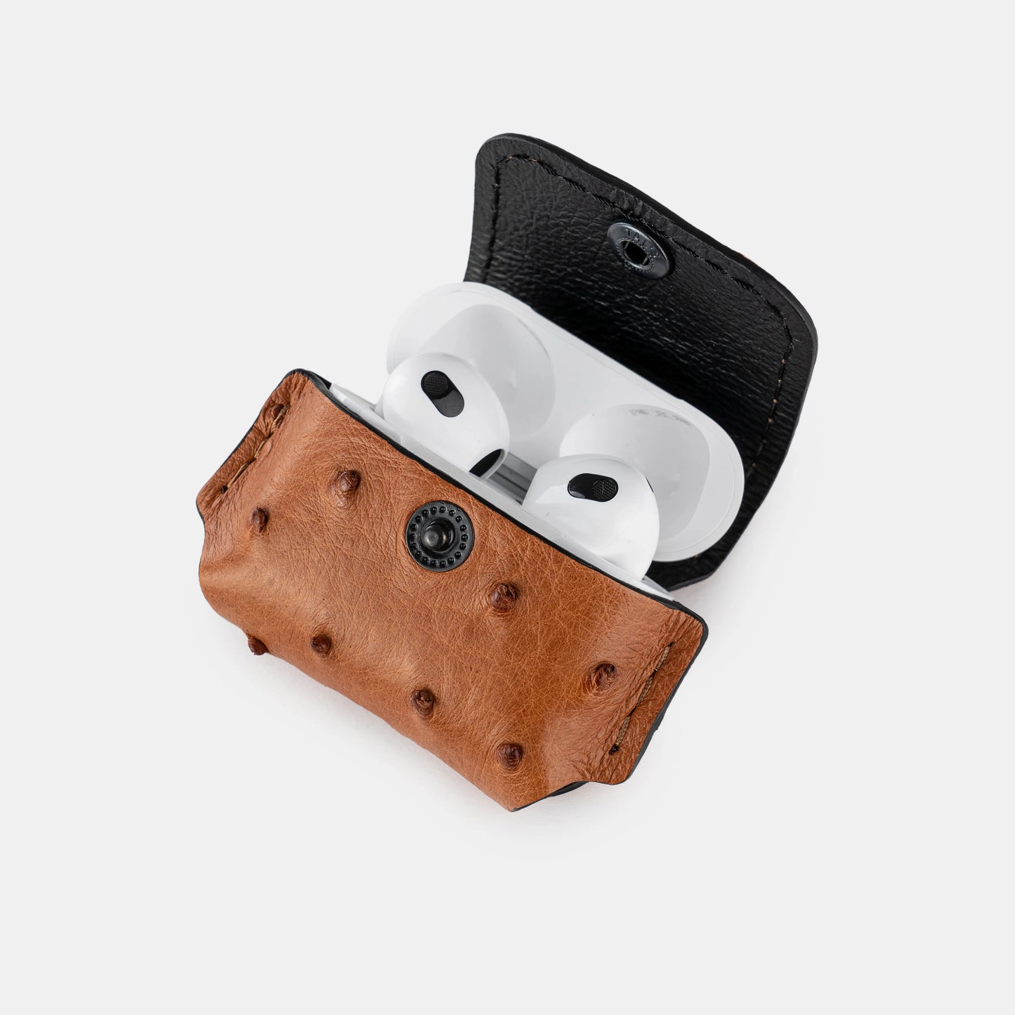 Чохол для AirPods 3 із коричневої шкіри страуса з фолікулами