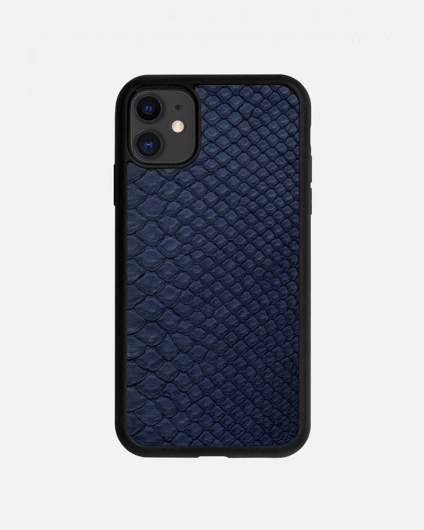 Чохол із темно-синьої шкіри пітона з дрібними лусочками для iPhone 11
