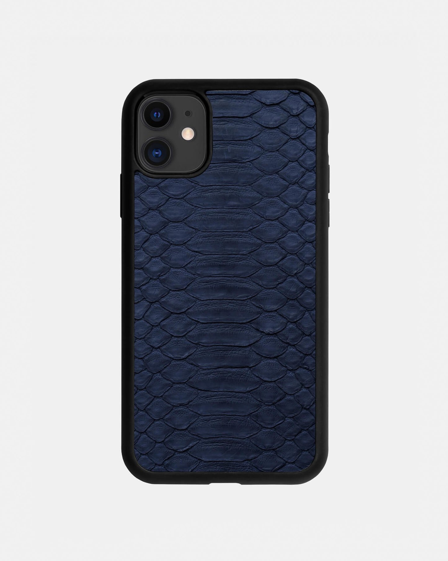 Чохол із темно-синьої шкіри пітона з широкими лусочками для iPhone 11