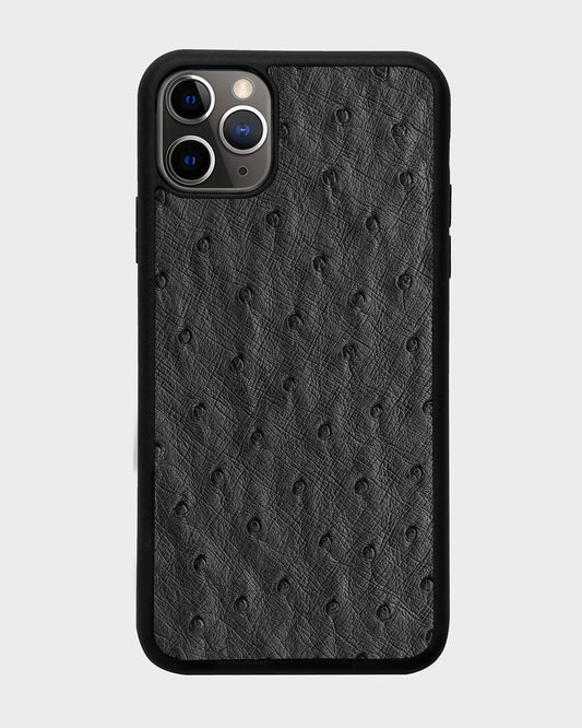 Чохол із темно-сірої шкіри страуса з фолікулами для iPhone 11 Pro Max