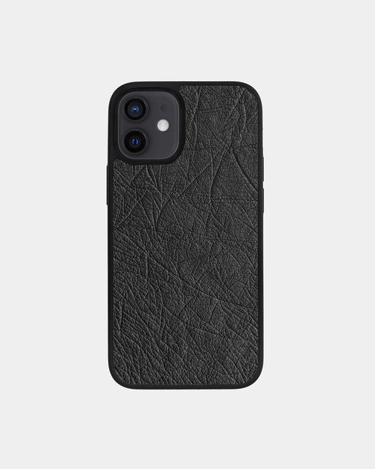 Чохол із темно-сірої шкіри страуса без фолікул для iPhone 12