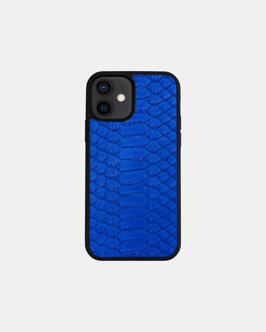 Чохол із синьої шкіри пітона з широкими лусочками для iPhone 12 Mini