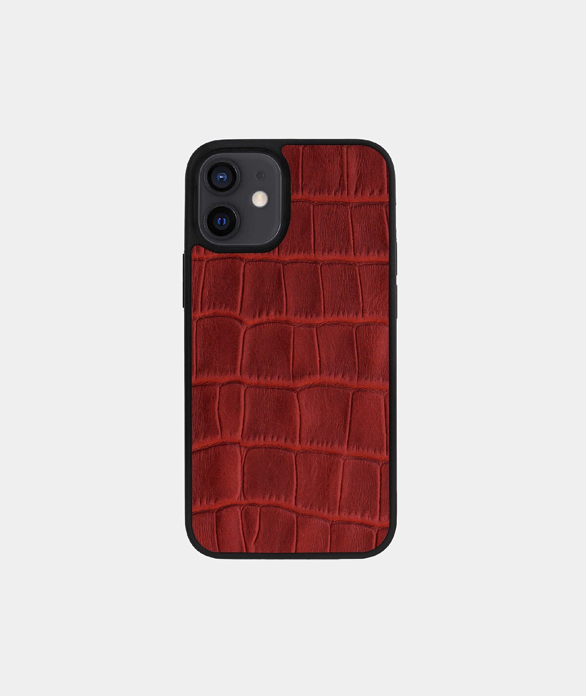 Чохол із червоного тиснення під крокодила на телячій шкірі для iPhone 12 Mini