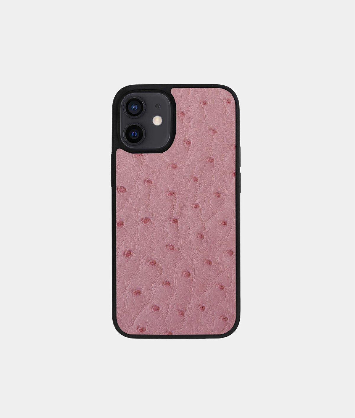Чохол із рожевої шкіри страуса для iPhone 12 Mini