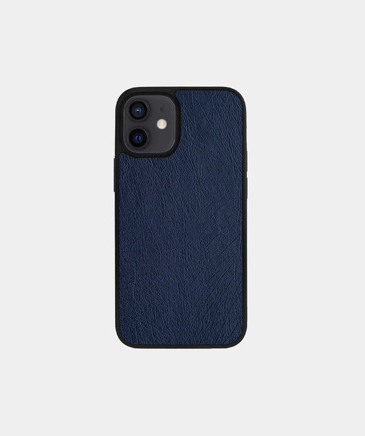 Чохол із темно-синьої шкіри страуса без фолікул для iPhone 12 Mini