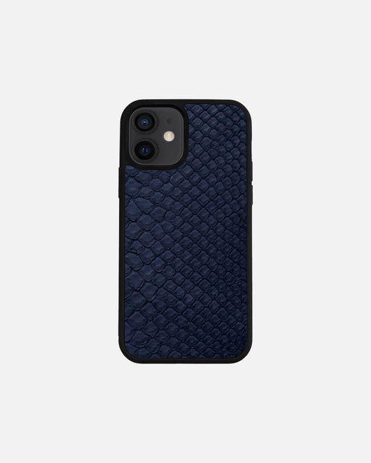 Чохол із темно-синьої шкіри пітона з дрібними лусочками для iPhone 12 Mini