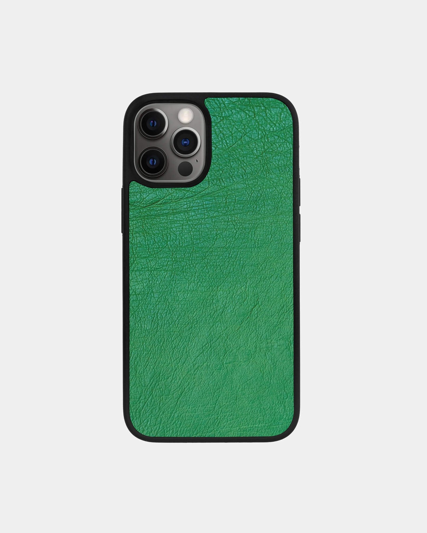 Чохол із зеленої шкіри страуса без фолікул для iPhone 12 Pro