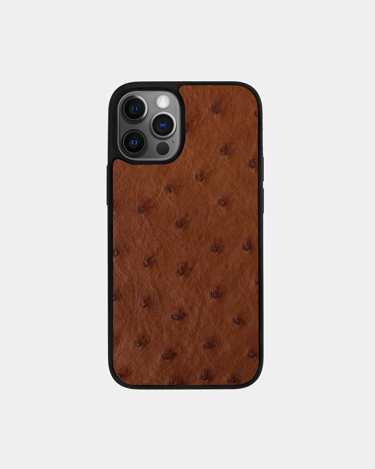 Чохол із коричневої шкіри страуса з фолікулами для iPhone 12 Pro