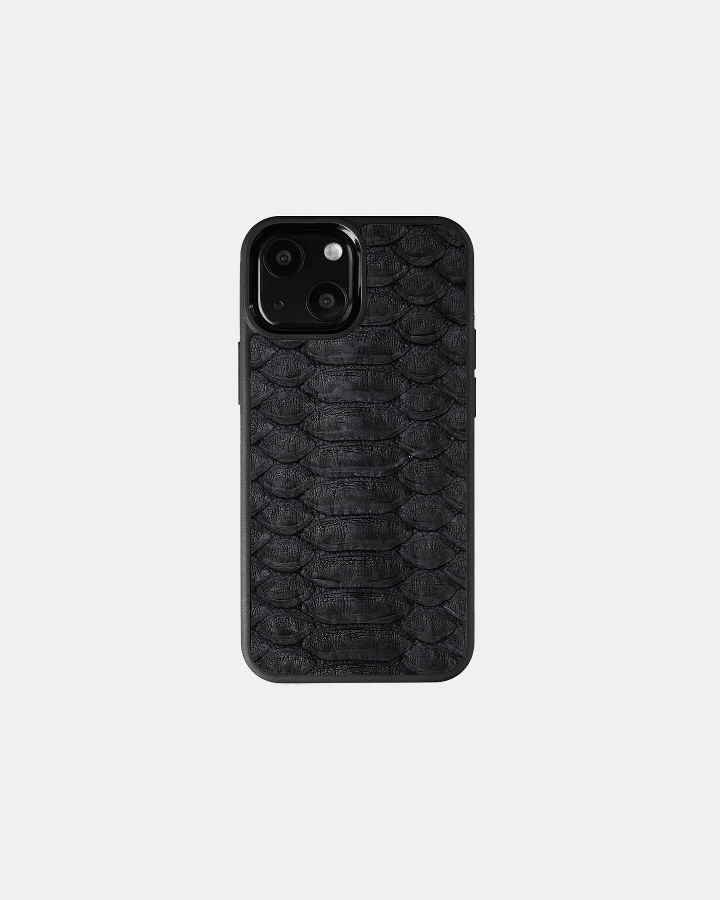 Чохол із чорної шкіри пітона з широкими лусочками для iPhone 13 Mini
