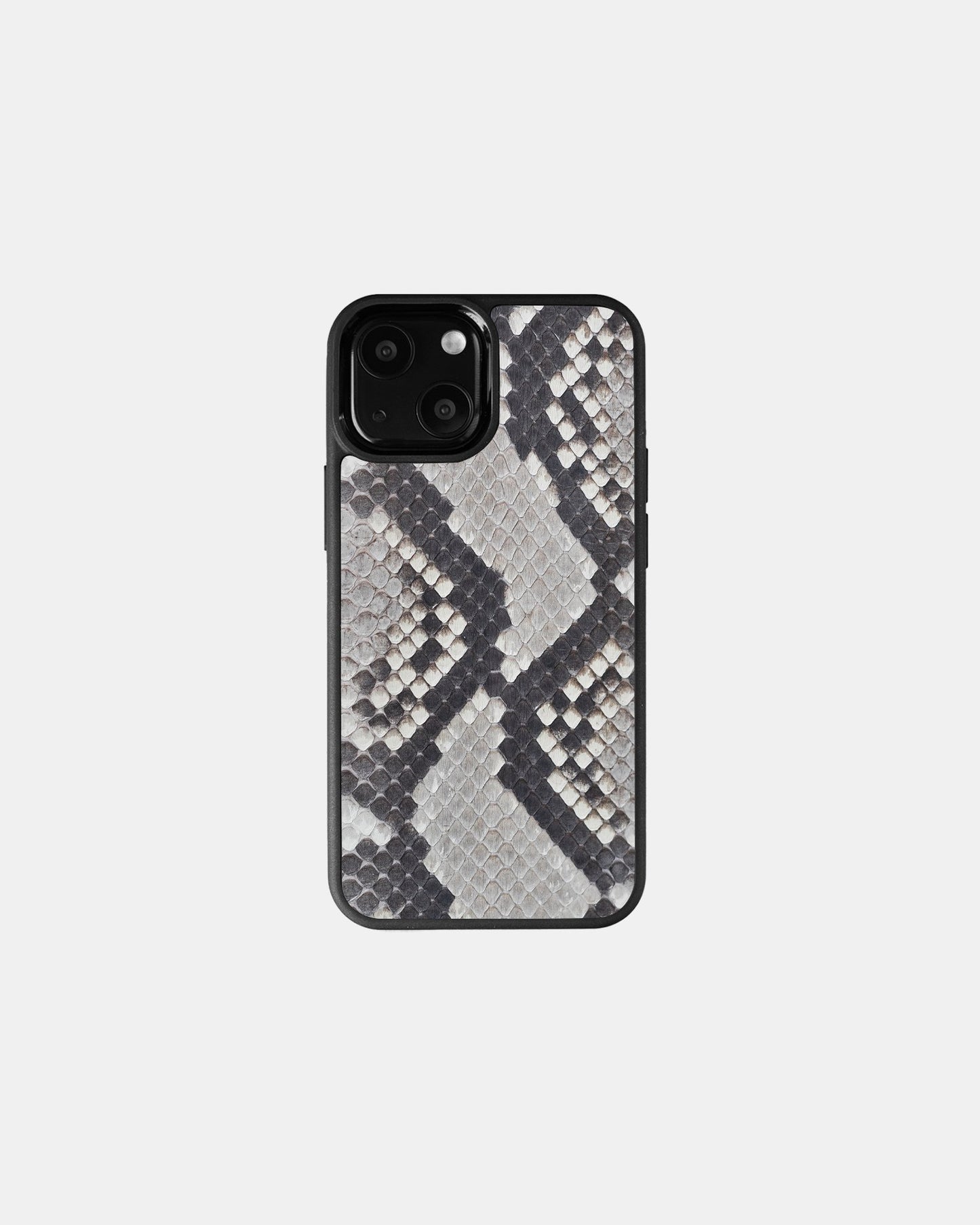 Чохол із чорно-білої шкіри пітона з дрібними лусочками для iPhone 13 Mini