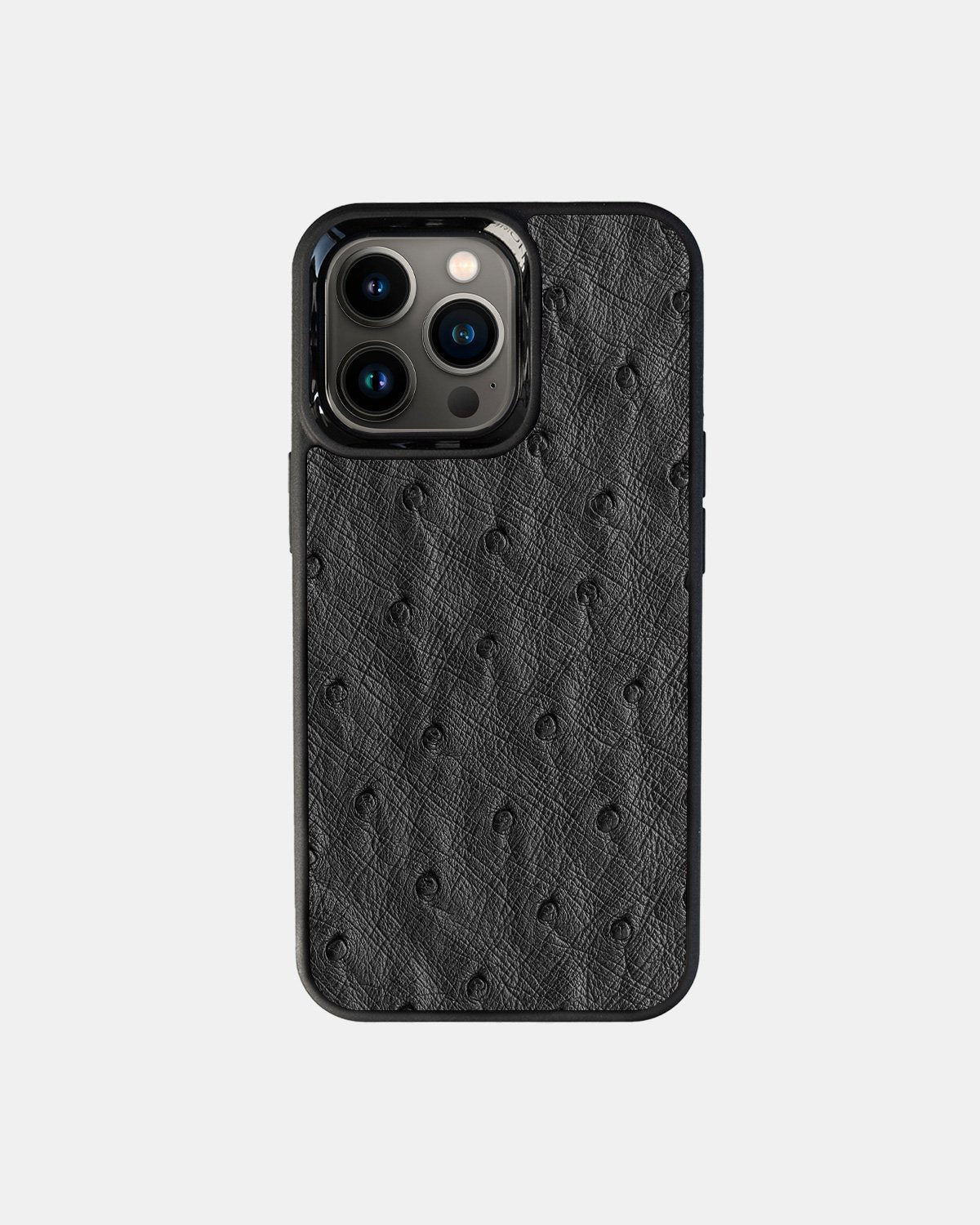 Чохол із темно-сірої шкіри страуса з фолікулами для iPhone 13 Pro