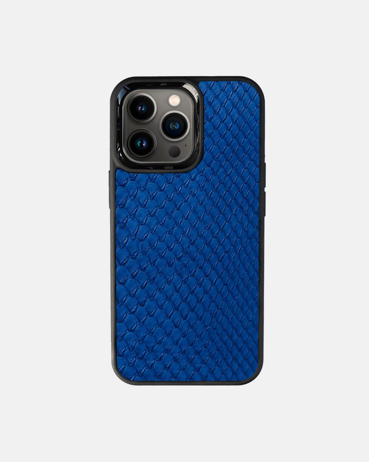 Чохол із синьої шкіри пітона з дрібними лусочками для iPhone 13 Pro