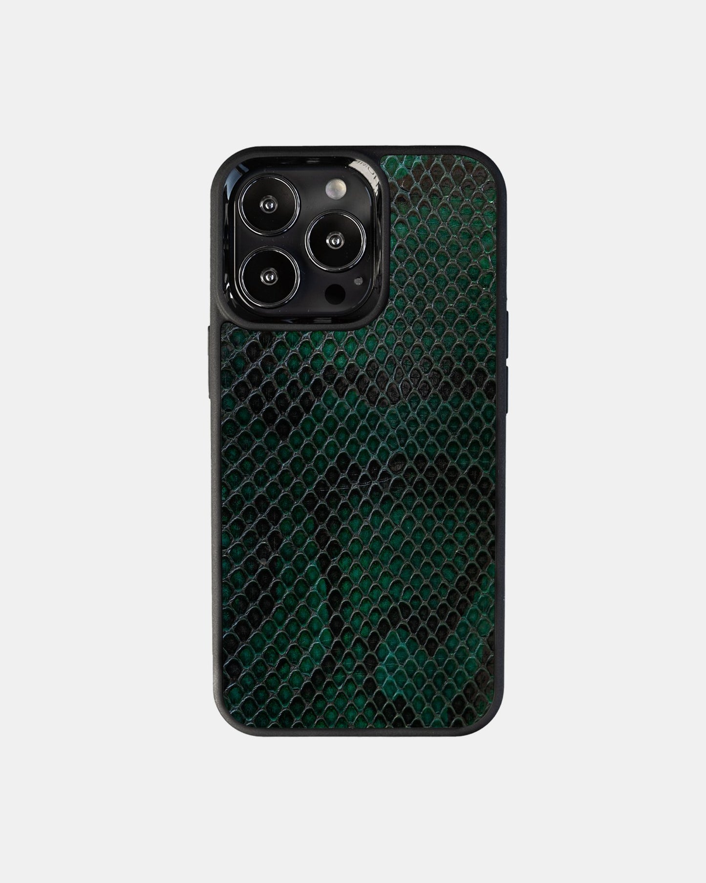 Чохол із зеленої шкіри пітона з дрібними лусочками для iPhone 13 Pro