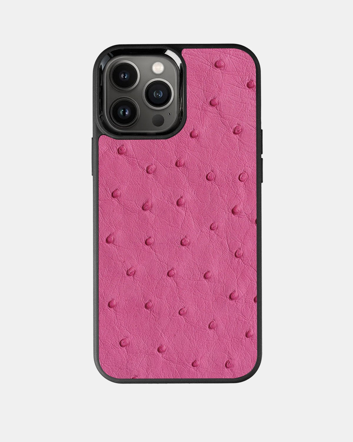 Чохол із яскраво-рожевої шкіри страуса з фолікулами для iPhone 13 Pro Max