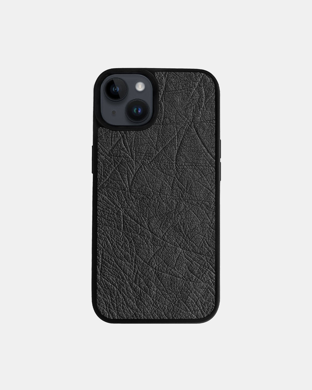 Чохол із темно-сірої шкіри страуса без фолікул для iPhone 14