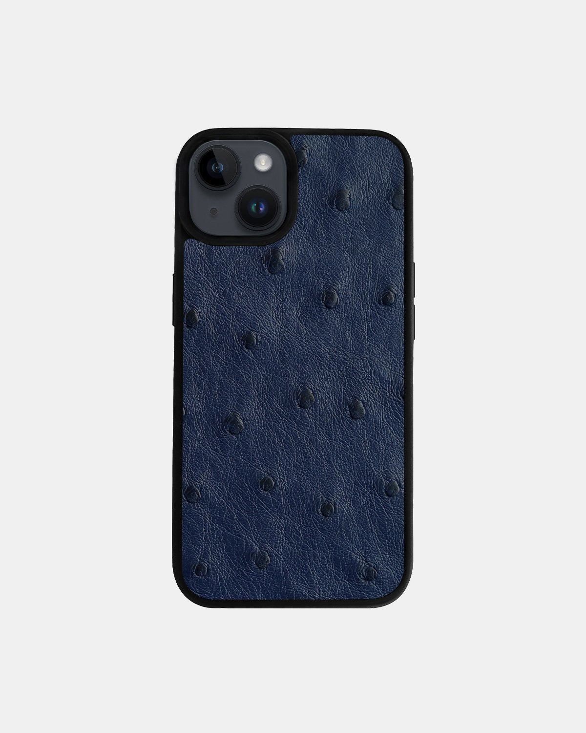 Чохол із темно-синьої шкіри страуса з фолікулами для iPhone 14