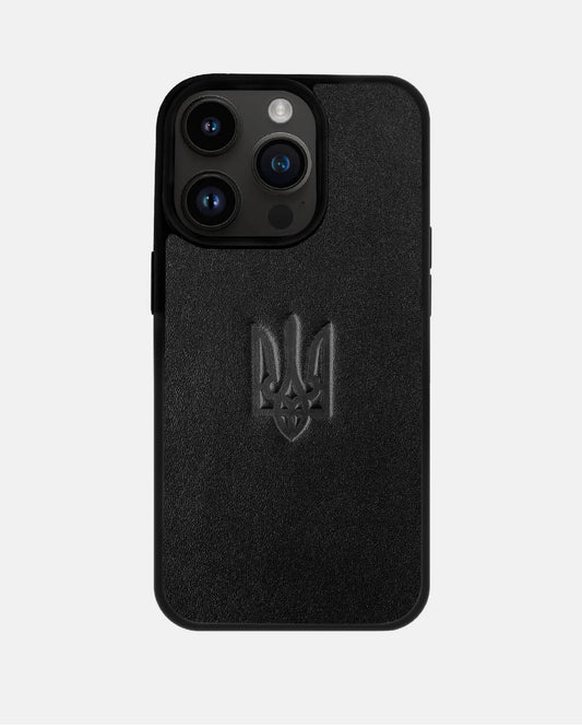 Чохол із телячої шкіри з тисненням Герба України для iPhone