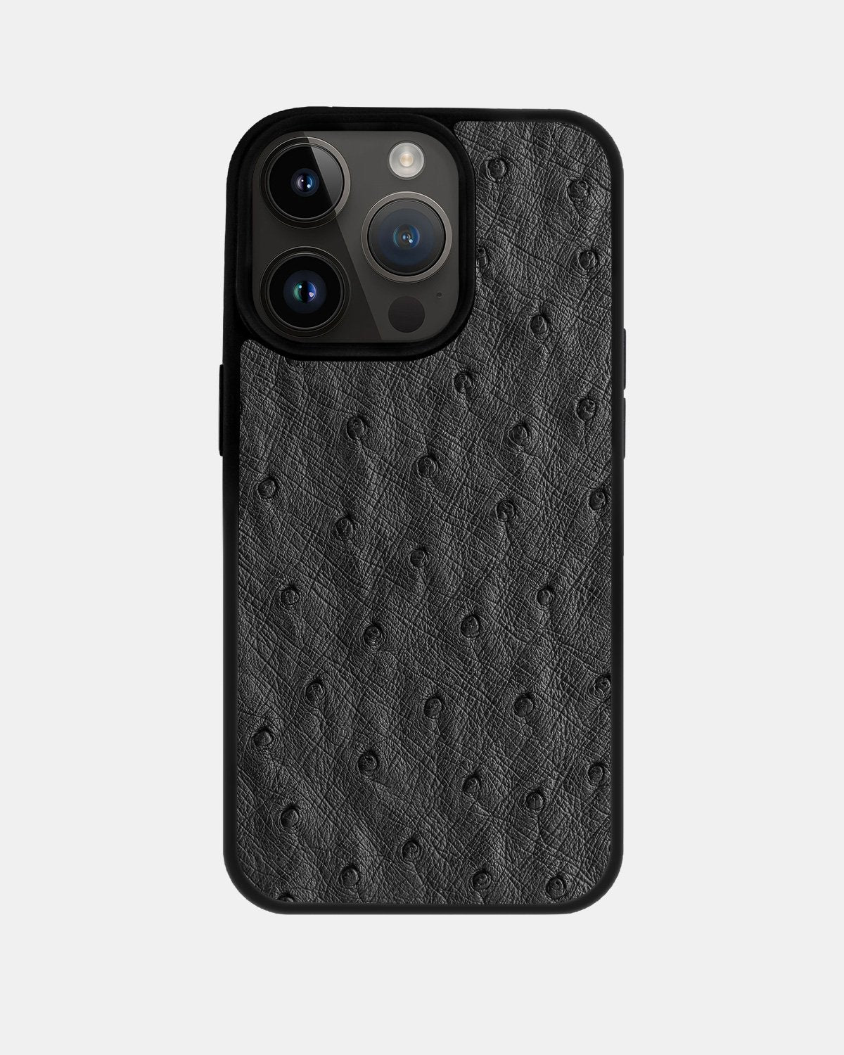 Чохол із темно-сірої шкіри страуса з фолікулами для iPhone 14 Pro Max