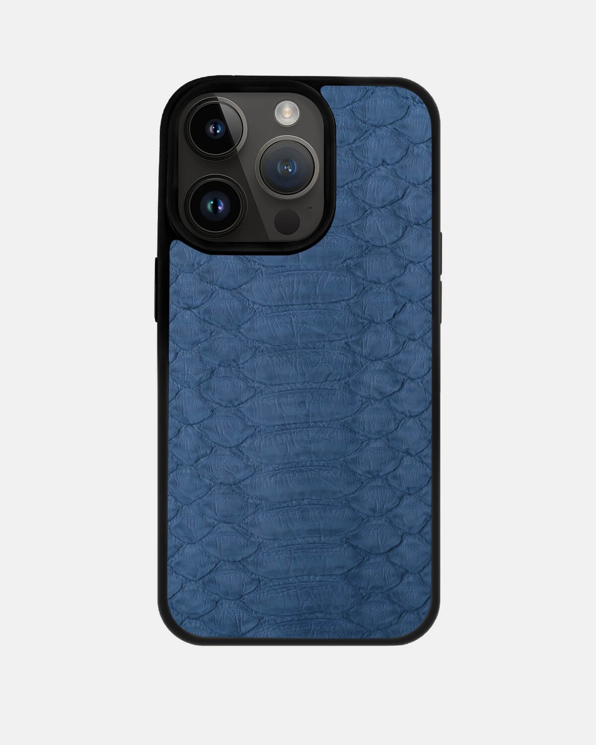 Чохол із синьо-сірої шкіри пітона з широкими лусочками для iPhone 14 Pro Max