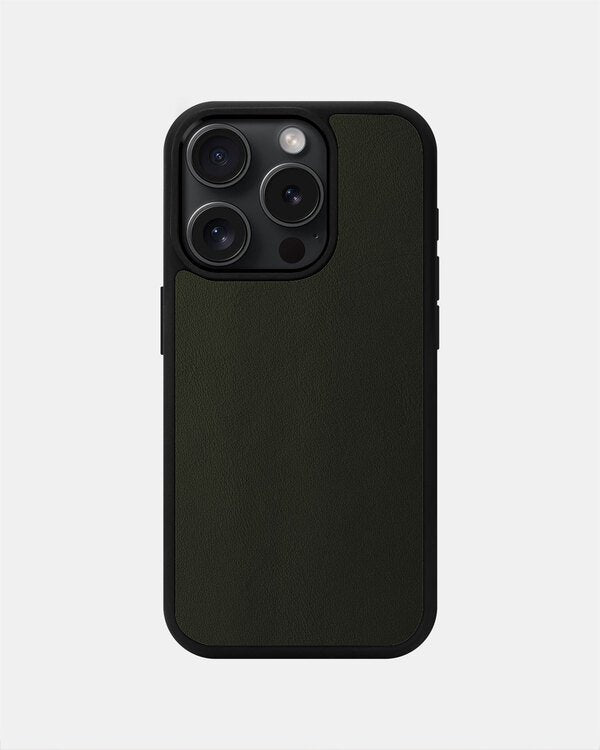 Чохол із зеленої телячої шкіри для iPhone 15 Pro