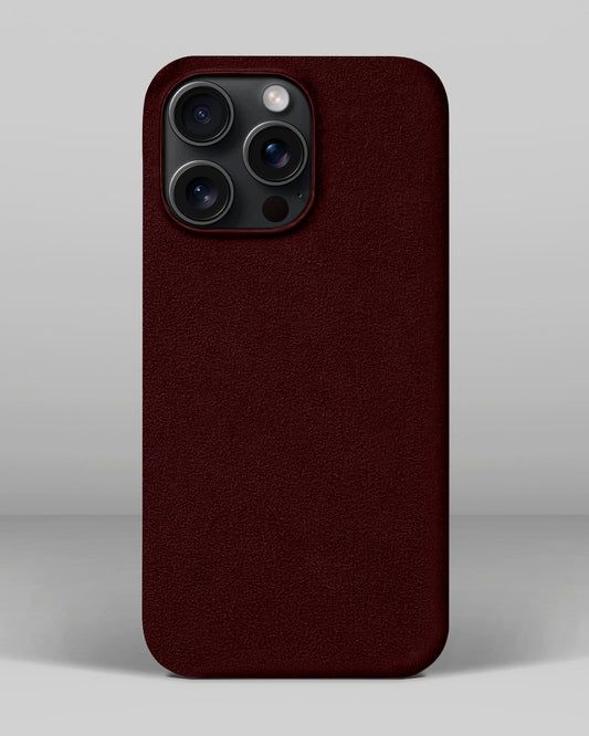 Бордовий чохол з алькантари для iPhone 15 Pro Max