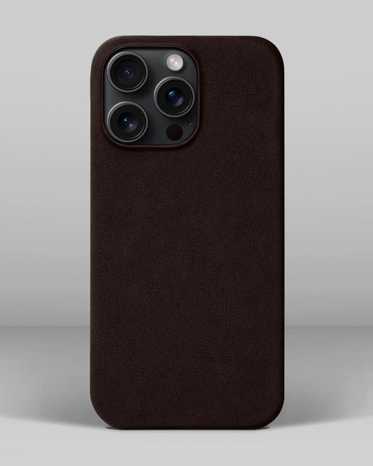 Темно-коричневий чохол з алькантари для iPhone 15 Pro Max