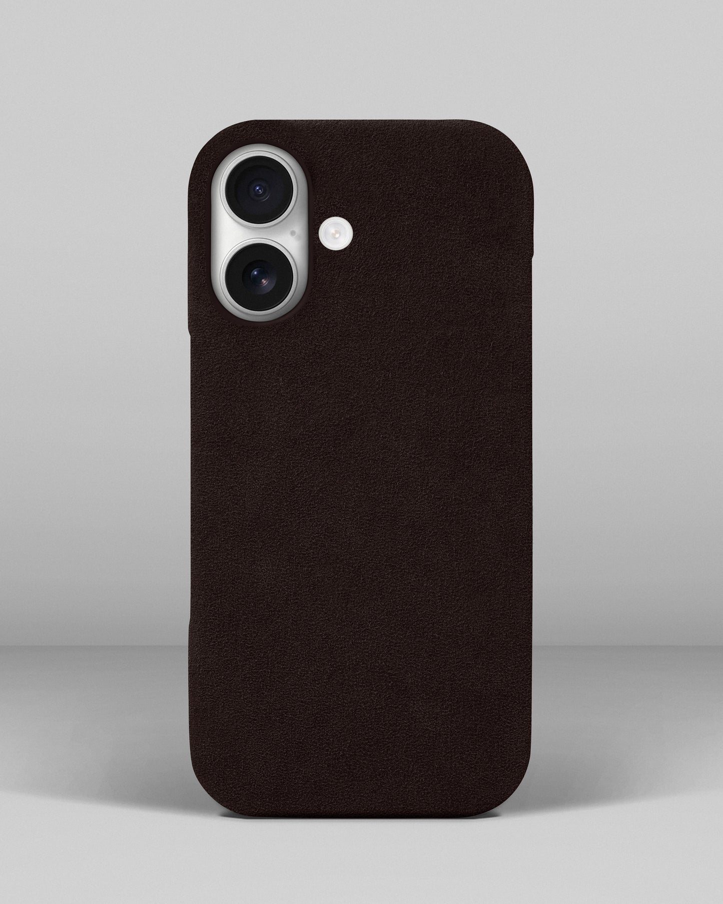 Темно-коричневий чохол з алькантари для iPhone 17