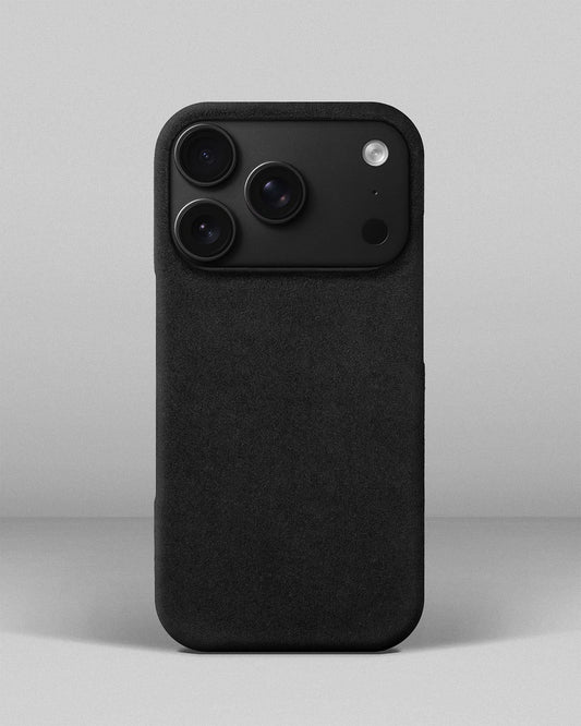 Чорний обтягнутий чохол з алькантари для iPhone 18 Pro
