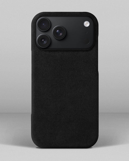 Чорний обтягнутий чохол з алькантари для iPhone 18 Pro Max