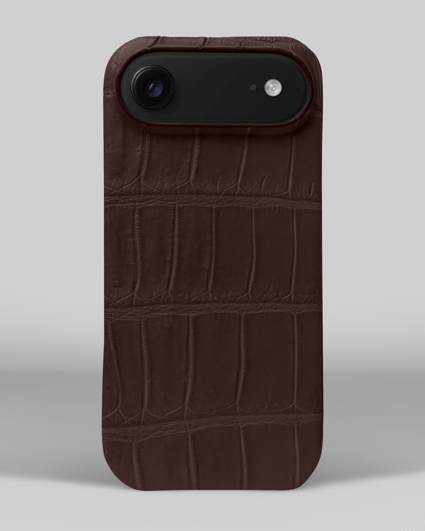 Темно-коричневий чохол обтягнутий шкірою крокодила для iPhone 17 Air