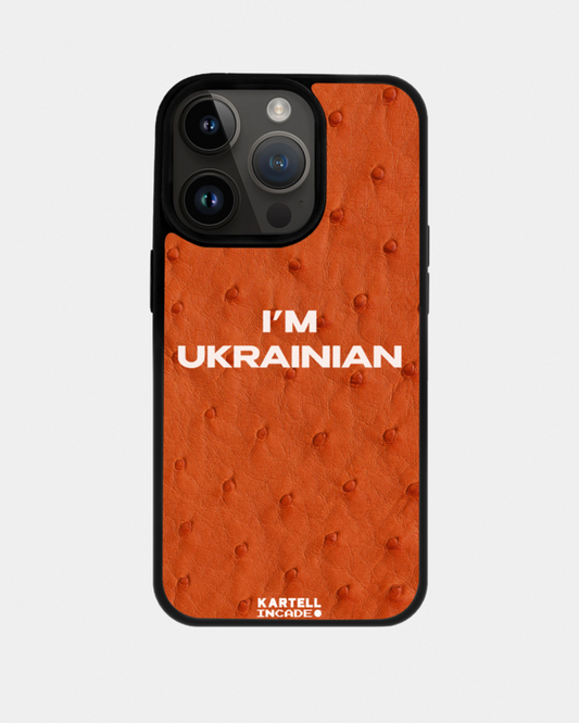 Чохол з помаранчевої шкіри страуса з фолікулами для iPhone