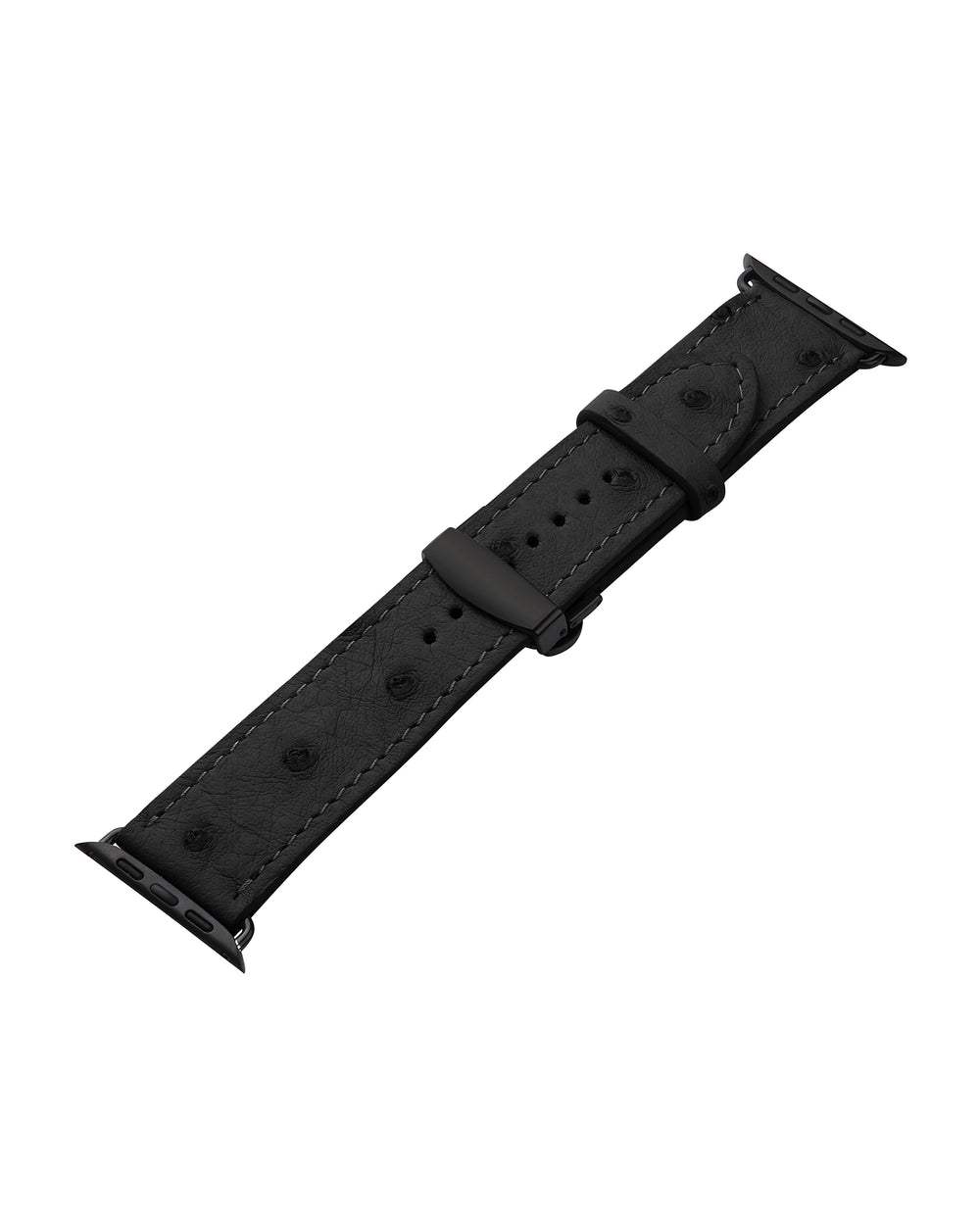 Ремінець для Apple Watch зі шкіри страуса в чорному кольорі з фолікулами
