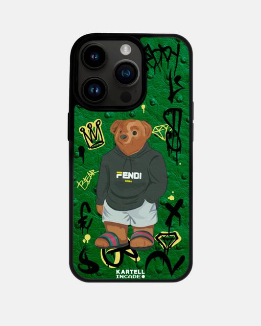 Чохол з зеленої шкіри страуса з фолікулами для iPhone