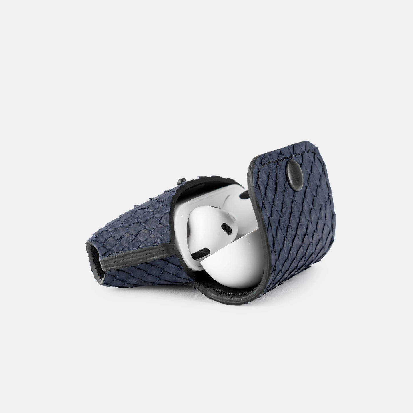 Чохол для AirPods Pro/Pro 2 із темно-синьої шкіри пітона з дрібними лусочками