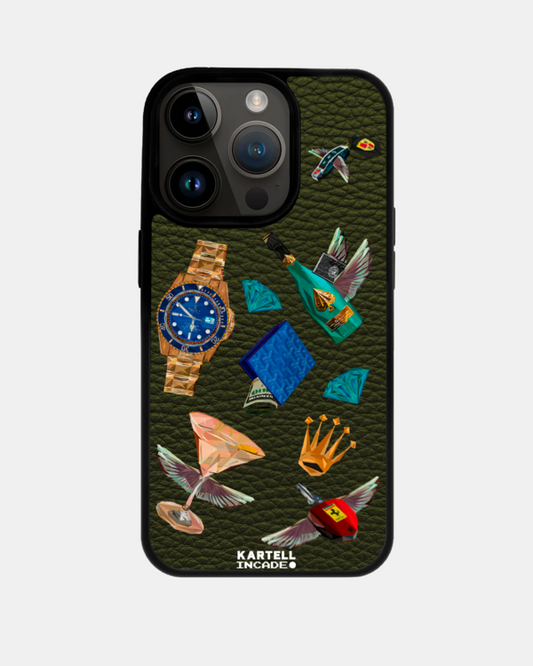 Чохол з зеленої телячої шкіри флотар для iPhone