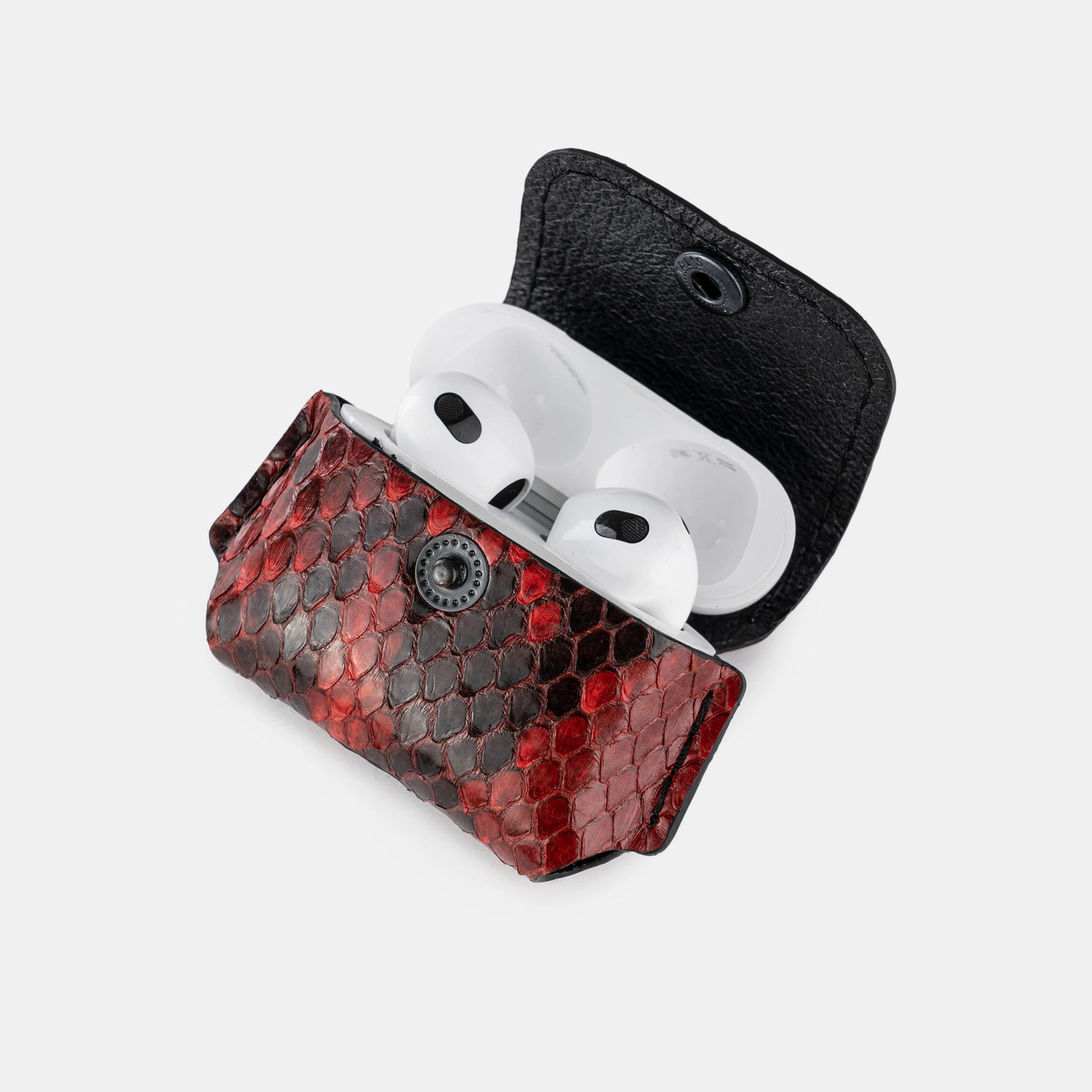 Чохол для AirPods із червоної шкіри пітона з дрібними лусочками