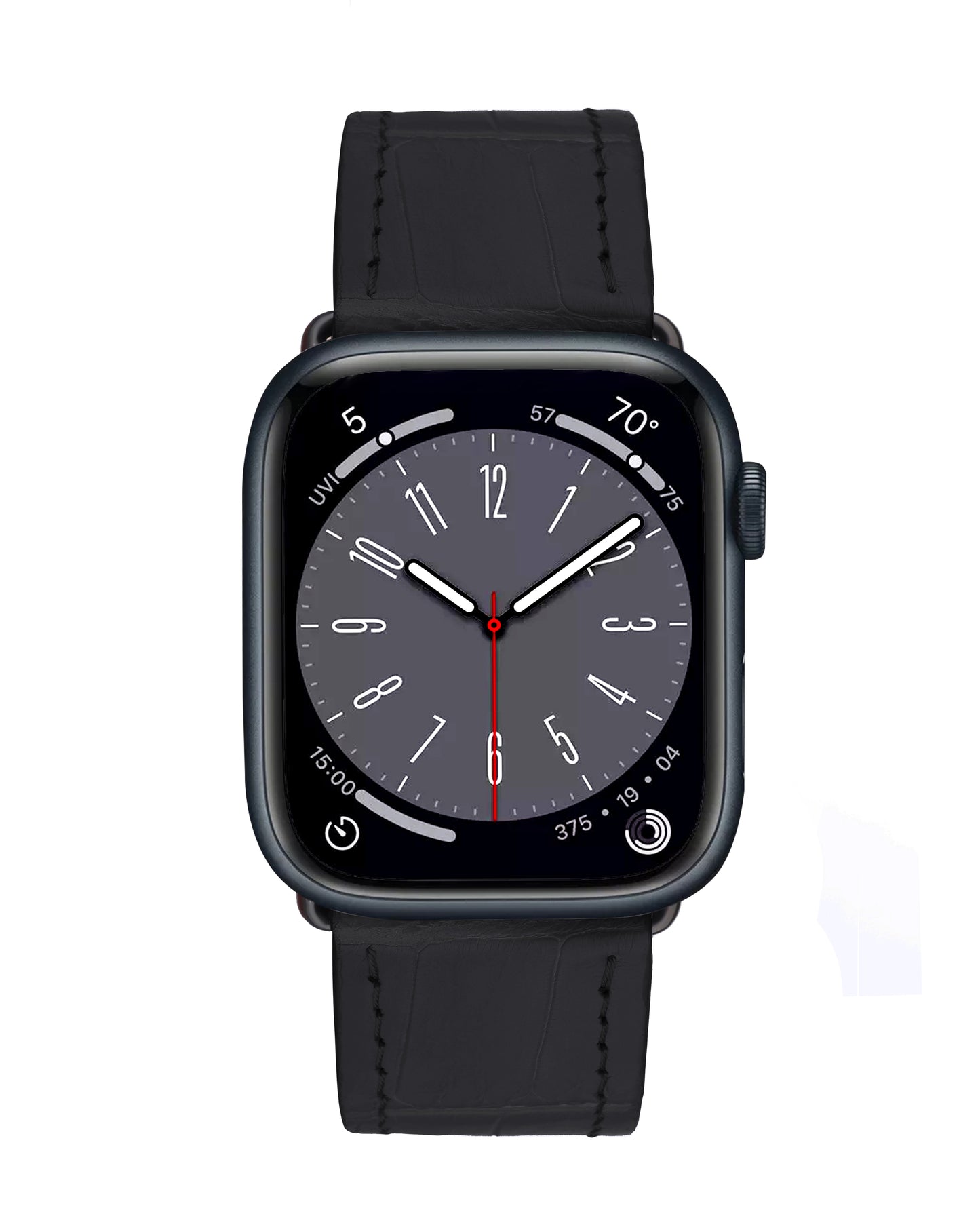 Ремінець для Apple Watch зі шкіри крокодила у чорному кольорі