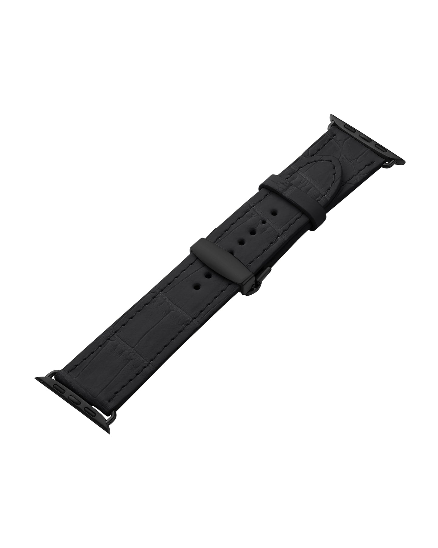 Ремінець для Apple Watch зі шкіри крокодила у чорному кольорі