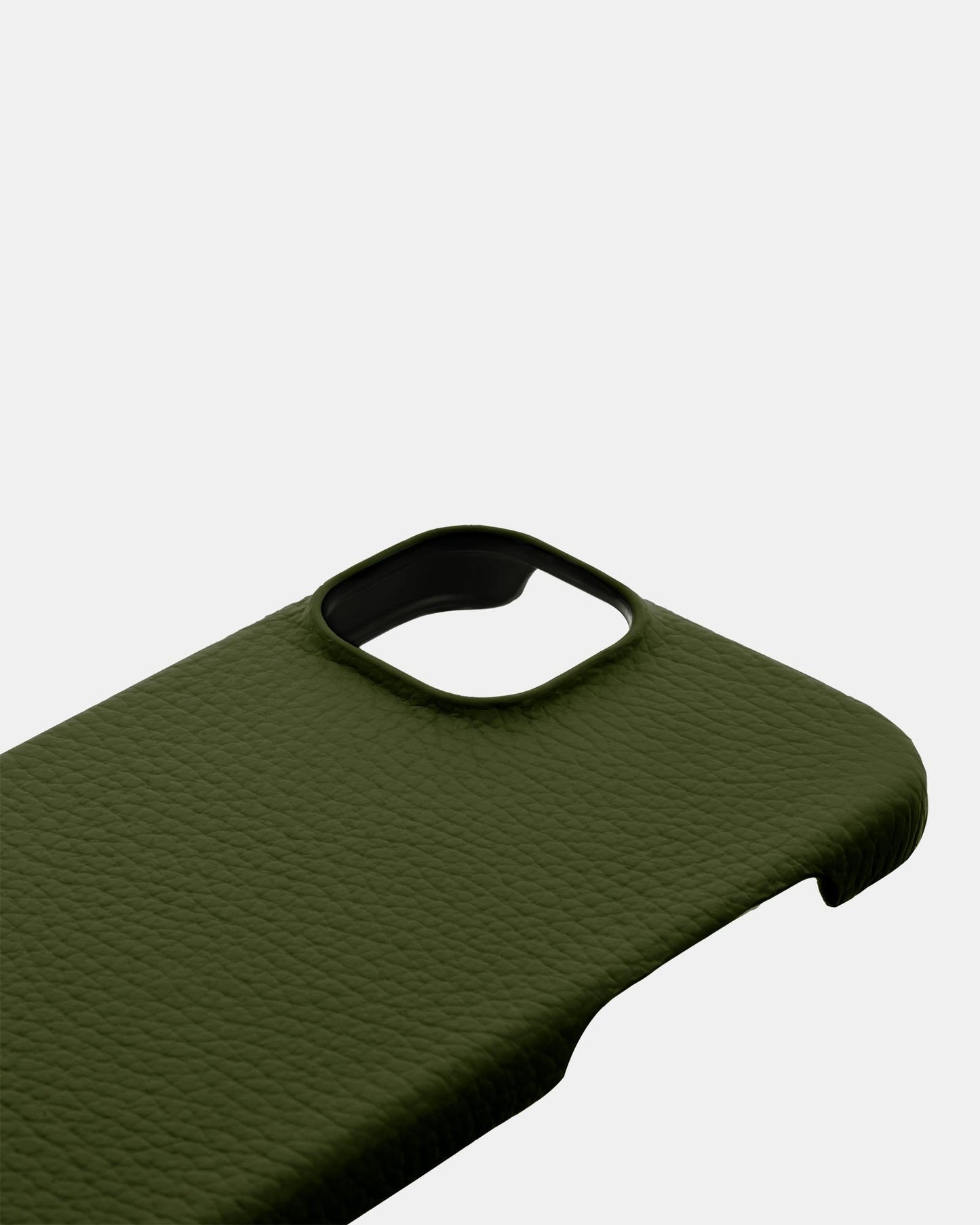 Оливковий шкіряний чохол для iPhone 13