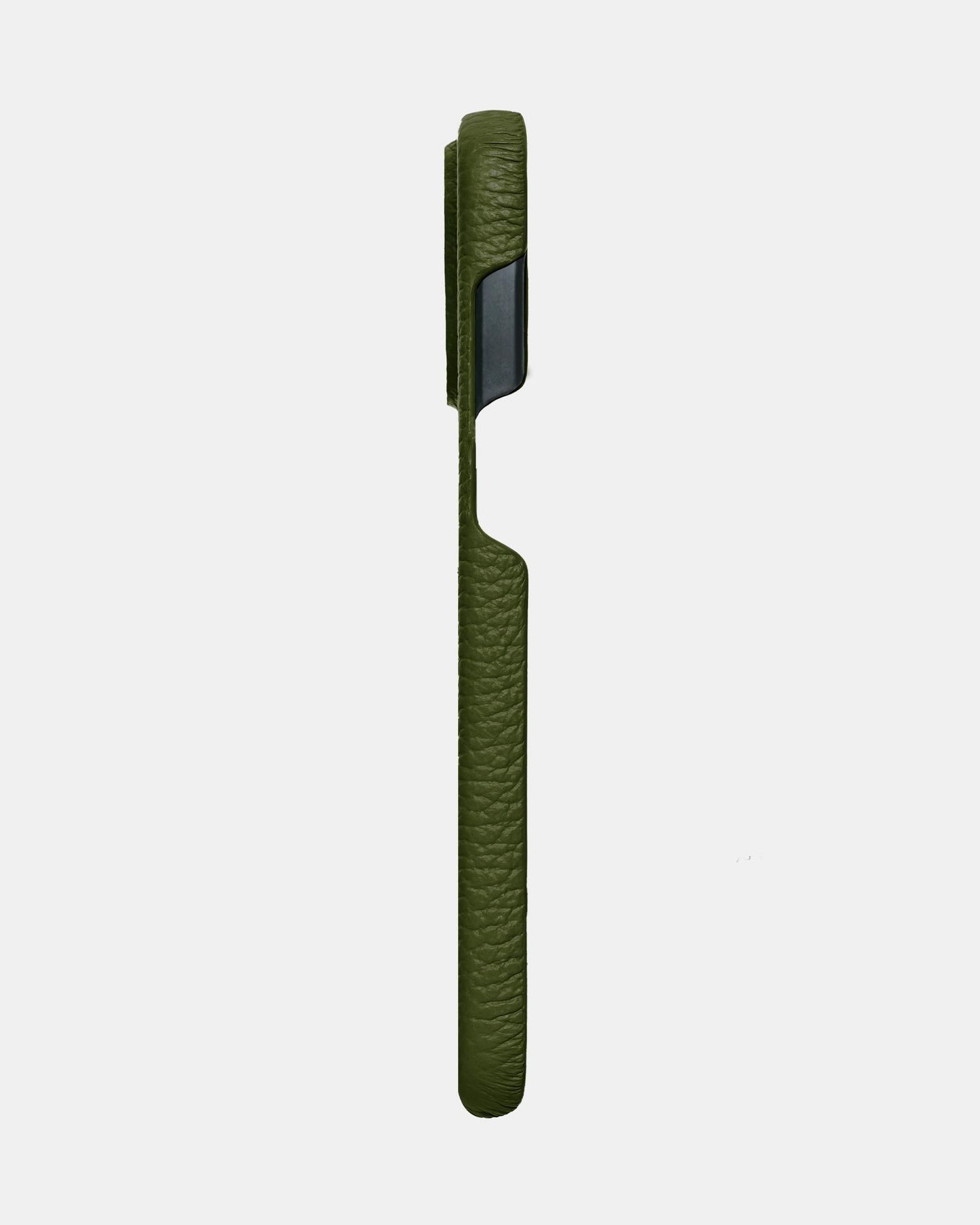 Оливковий шкіряний чохол для iPhone 14 Pro Max