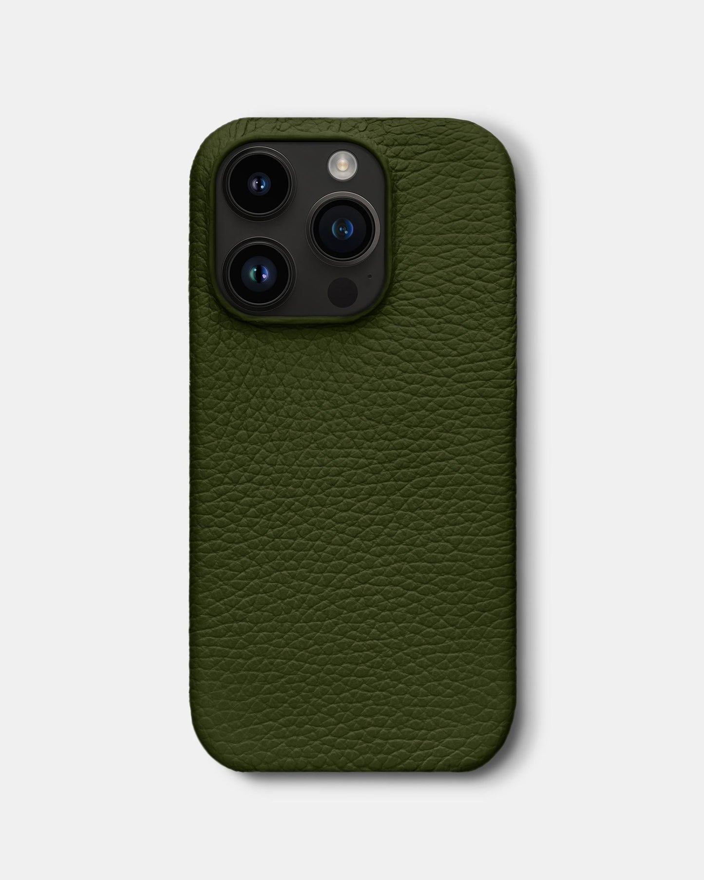Оливковий шкіряний чохол для iPhone 14 Pro